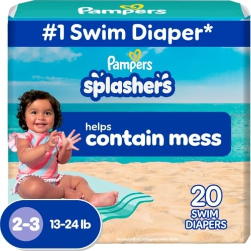 Image of Pampers Swim Diapers - Splashers - Size 2-3, 20 Count, Gap-Free Disposable Baby Swimming Pants