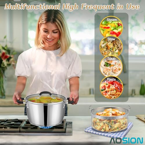 Aosion AO-SF002 6 Quart Stainless Steel Stockpot With Deep Fryer Basket thumb #3