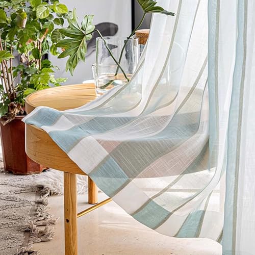 Cortinas semitransparentes de lino sintético para evitar reflejos 2