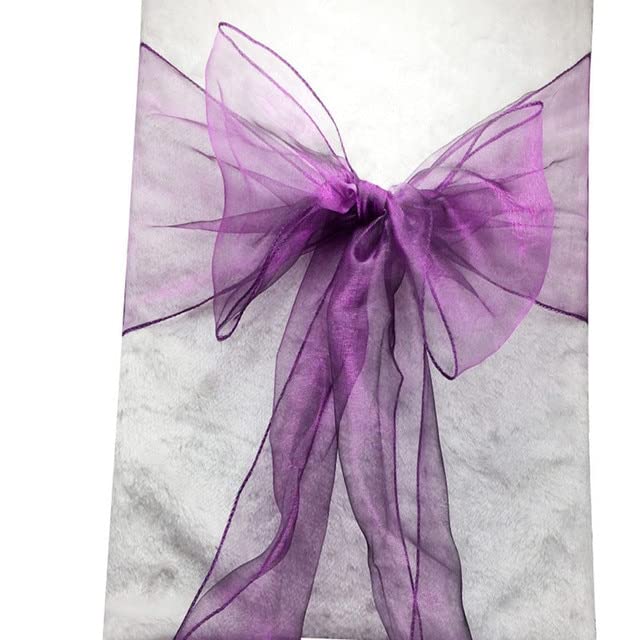 50 pz Cristallo Organza Sedia Archi Sedia da Sposa Fascia Nastro Cravatte Hotel Party Banchetto Decorazione