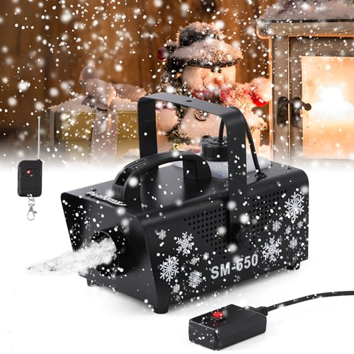 Poafamx Snow Machine, 650W High Output Snow Maker for Outdoors with Wired Wireless Remote Control 1L...