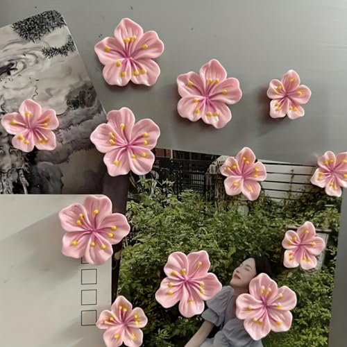 12 imanes magnéticos 3D flor de durazno para nevera miniatura 3