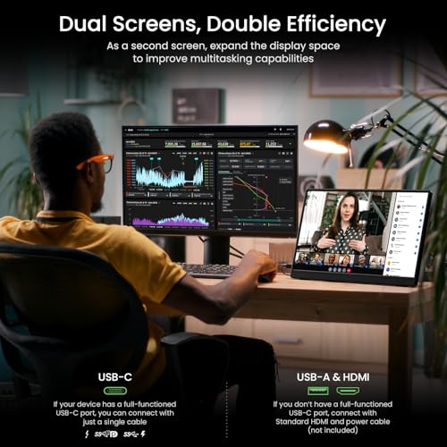 Image of VILVA Portable-Monitor-for-Laptop 17.3'' 2.5K QHD 165Hz Gaming Display, Ultra-Slim Metal Body, Built-in Stand, USB-C HDMI External Monitor for Laptop, PC, PS5, Xbox, Switch