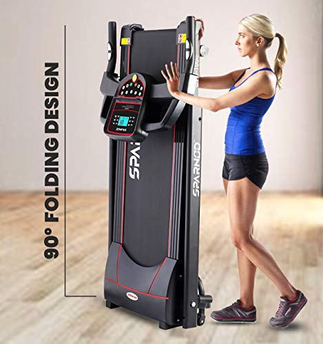 Image of SPARNOD FITNESS STH-2150 Treadmill Machine for Home Use, Compact Flat Foldable Design, 4-HP Peak Motor, 100-kg Max User Weight, 14 km /hr Max Speed