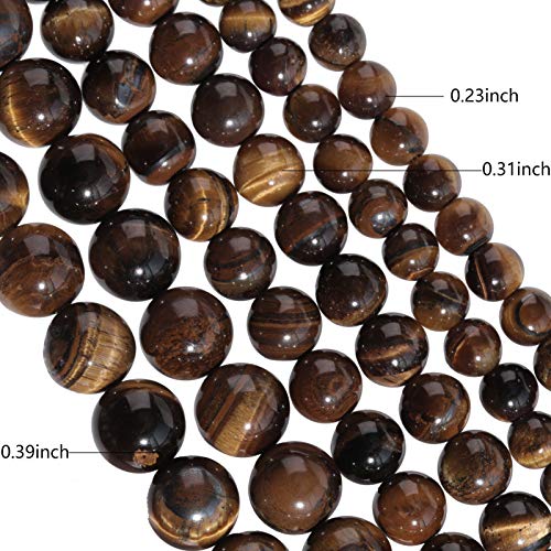 Image of Natural Stone Beads 6mm Yellow Tiger Eye Polished Round Smooth Agates Gemstone Beads for Jewelry Making 15 inch(Yellow Tiger Eye, 6mm)