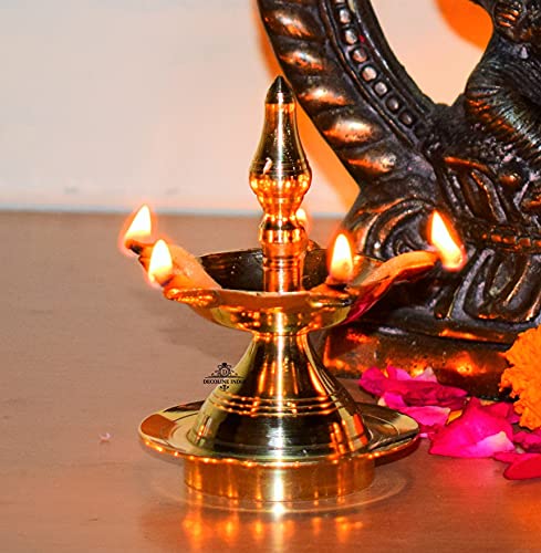 D.E.C Brass India Ganapathy Panchmukhi Decorative Deep Diya for Temple, Home Decor (Golden, Size- 4 Inch) - Set of 2 (B09G2XT93K) Amazon Price History, Amazon Price Tracker