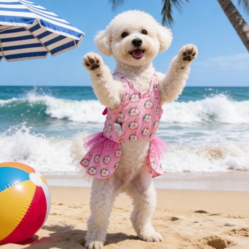Image of CuteBone One Piece Dog Bikini Swimsuit Dress - Puppy Bathing Suit Costume for Small Dogs - Comfortable & Stylish Pet Clothes for Summer Pool, Beach & Play LTDB18XXS