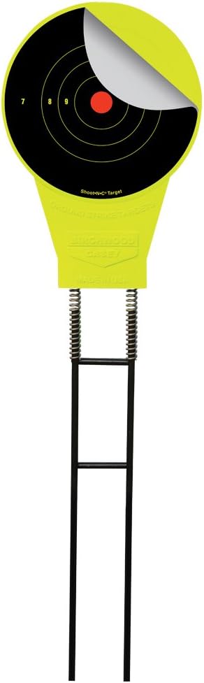 Birchwood Casey Ground Strike Belly Dancer Spring Resealable Target for Shooting - Durable Long-Lasting Highly Visible Yellow Self-Healing Target Rated for .22 Caliber & Up