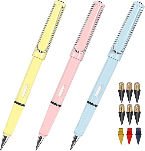 Vanleonet 6 juegos de lápices Forever con borrado, lápiz mágico sin tinta, lápiz reutilizable infinito, lápiz que nunca eterno, lápiz sin fin con 18