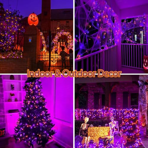 FairyGlim Halloween String Lights Plug in,33FT 100 LED String Lights with 8 Modes & Timer, Halloween Decorations for Party Carnival Supplies, Outdoor Indoor Yard Garden Decor, Purple & Orange - image 7