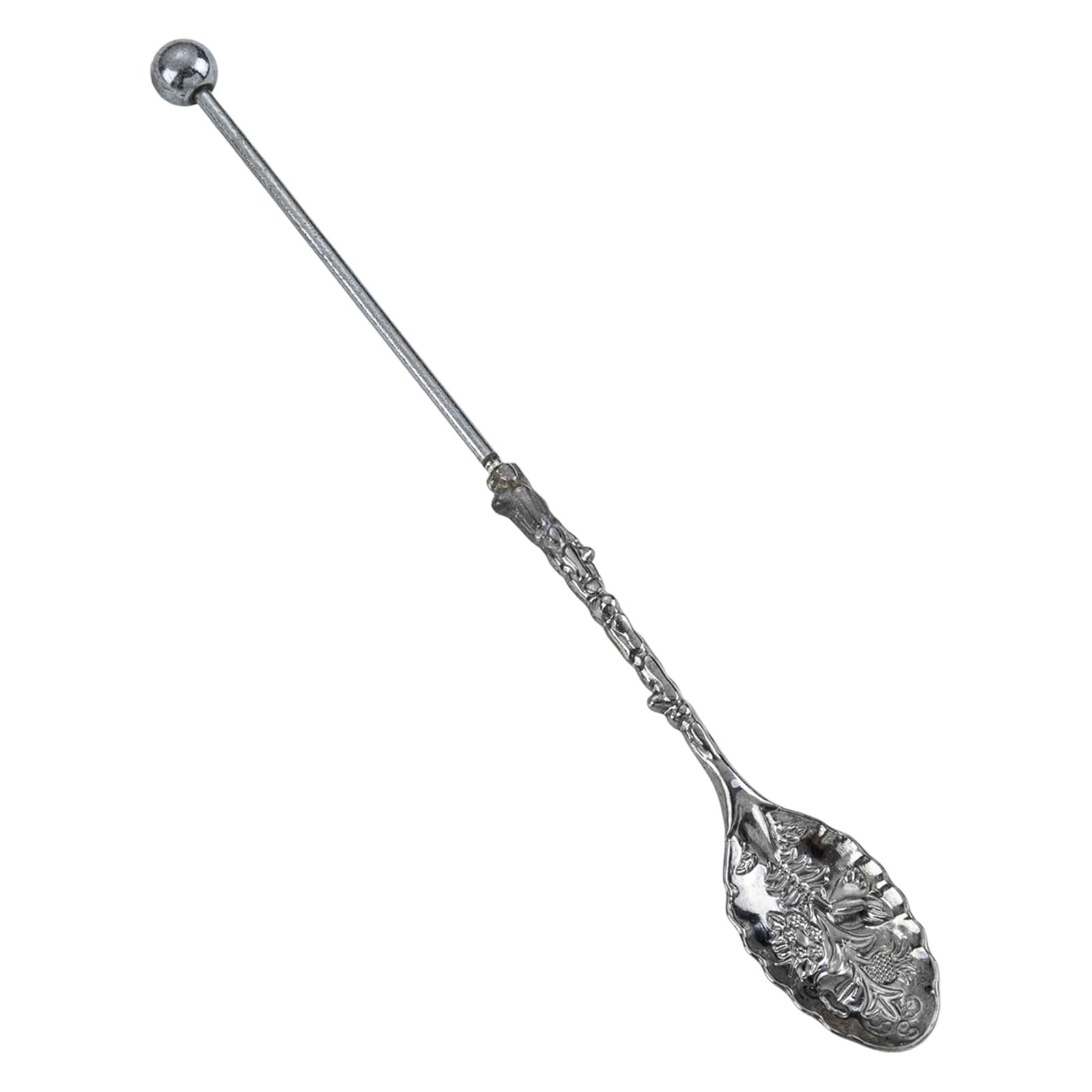 Linvimia Beaded Dessert Spoon Metal Long Handle Utensils for Beverages and Pastries Professional Home Kitchens Tool Decorative Beaded Dessert Spoon with Elegant Handle Nonrust Steel Coffee Scoops