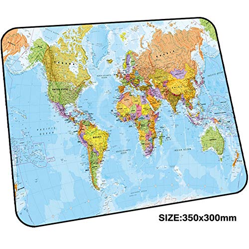 Preisvergleich Produktbild Weltkarte Mousepad Gamer 350X300X3Mm Gaming-Mauspad Indie Notebook-Pc-Zubehör Padmouse Ästhetik Ergonomische Matte