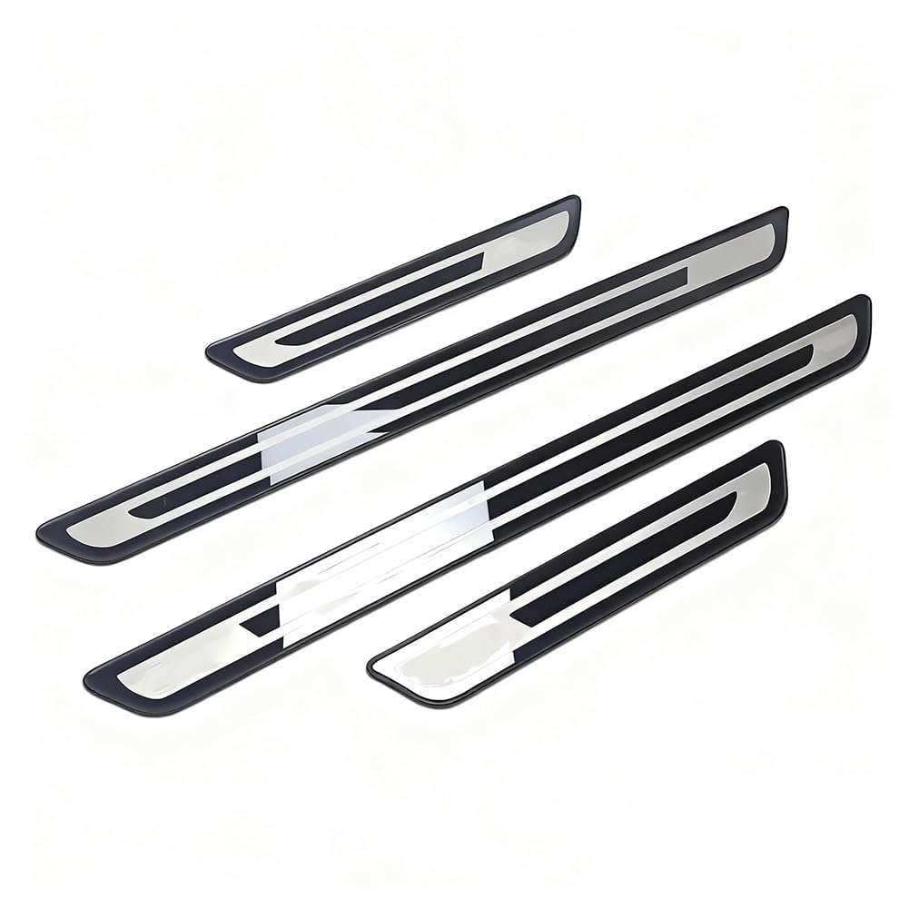 QIZUN 4Pcs Car Door Sill Scuff Plate for Jeep Renegade 2015-2023, Entry Guard Protector Stainless Steel Silver Chrome Metal Threshold Trim Sticker