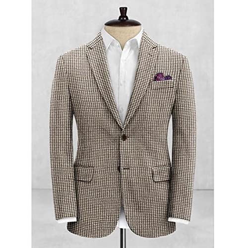 Houndstooth Dogstooth Plaid Slim Fit Notch Lapel Blazer Tuxedo Prom Casual 2 Pieces Suit Jacket & Pants3