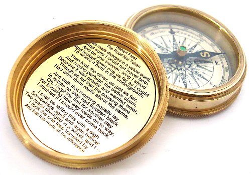 Pocket Compass Brass & Leather -Custodia with