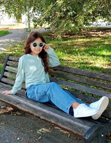 Image of Arshiner Girls Crop Tops Kids Long Sleeve Pullover Sweatshirts Girls Cropped Crewneck Sweatshirt for Teen Girl