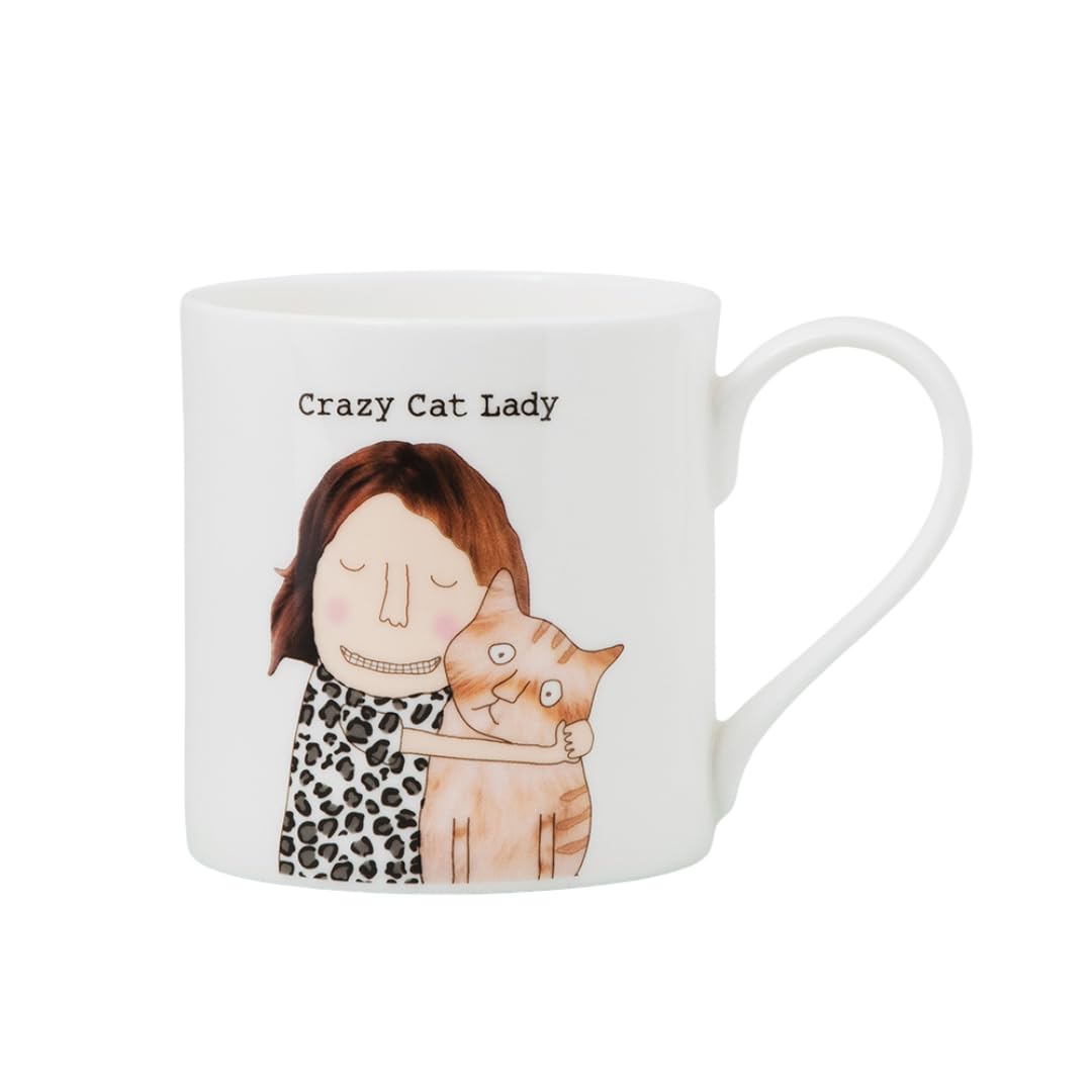 Rosie Made A Thing - Mug - Bone China (Crazy Cat Lady, White)