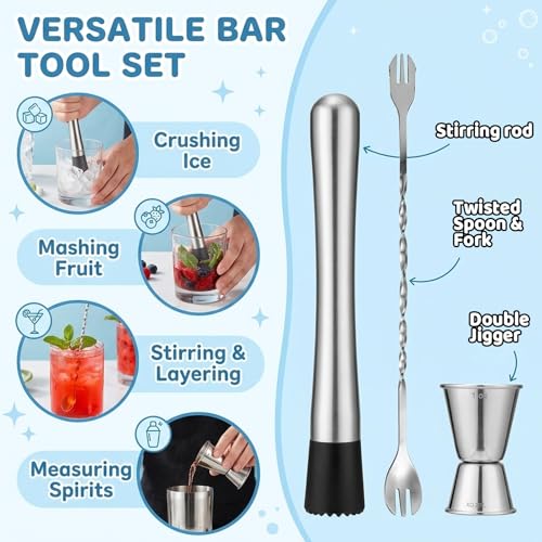 3Pcs Cocktail Muddler,Premium Pestle for Muddler for Bartending, Ice Crusher Alternative for Crushed Ice, Essential Cocktail Accessories for Home Bar Kit - Image 6