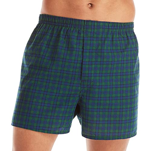 Hanes Mens 5-Pack Tartan With Inside Exposed Waistband Boxer Shorts, Assorted 5-Pack, Large Us #TOP2