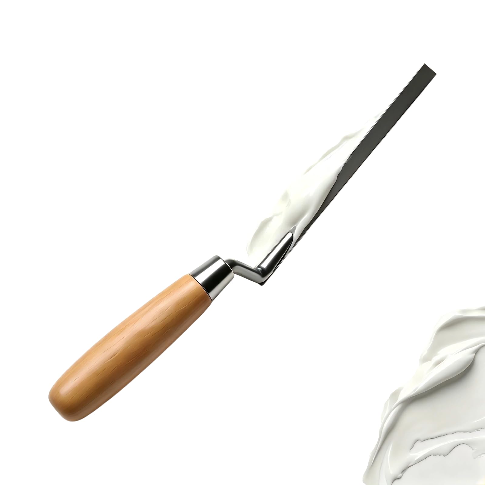 Stainless Steel Pointing Trowel Set with Wooden Handle, 1cm Professional Tbricklaying Tools, Multipurpose Mortar Cement Trowel for DIY Brick Gap Filling, Tile Grout and Masonry Works