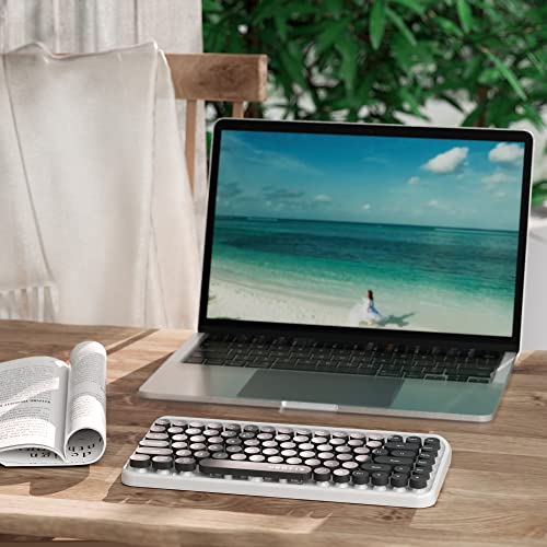Image of UBOTIE Portable Bluetooth Colorful Computer Keyboards, Wireless Mini Compact Retro Typewriter Flexible 84Keys Design Keyboard (New Black White)