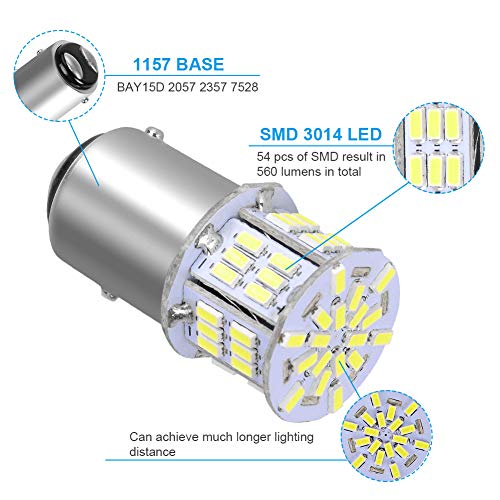 image for YITAMOTOR 4x 1157 LED Bulbs, 54SMD 650 Lumens, BAY15D 7528 2357 2057 L