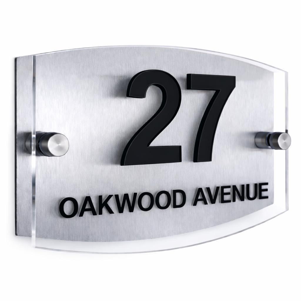 REAL 3D House Numbers Plaques Personalised 3D Door Numbers Street Names Outdoor Signs Customised Dual Layer Plaque (Black)