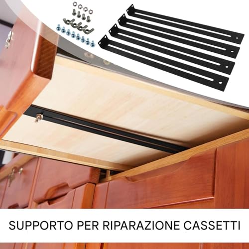 Kit de réparation de tiroir robuste avec 4 supports inférieurs lourds de quincaillerie d'armoire
