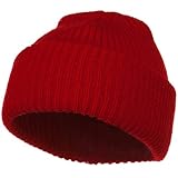 Solid Plain Watch Cap Beanie - Red OSFM