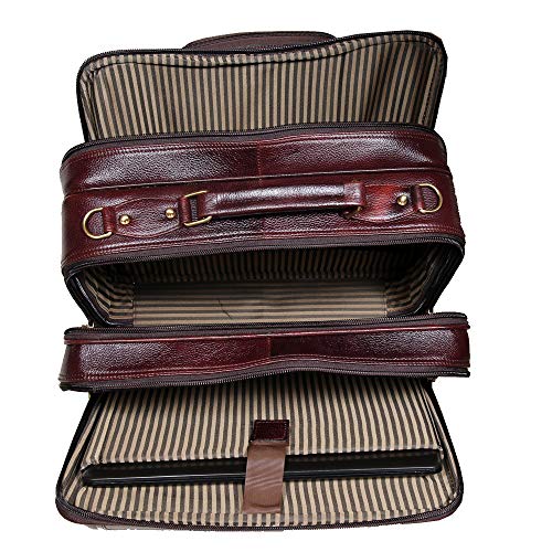 HYATT Leather Accessories Men's Leather Cabin Size Travelling Suitcase Luggage Trolley Bag (Brown, 42 L) 6 51hg1BbFnIL