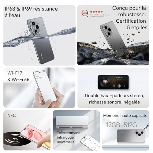 HONOR 400 Pro Smartphone 5G Dual SIM NFC 12GB RAM 5300 mAh Caméra 200MP Ultra Haute Définition Android 15 6 7 Pouces Écran AMOLED Lunar - vue 7