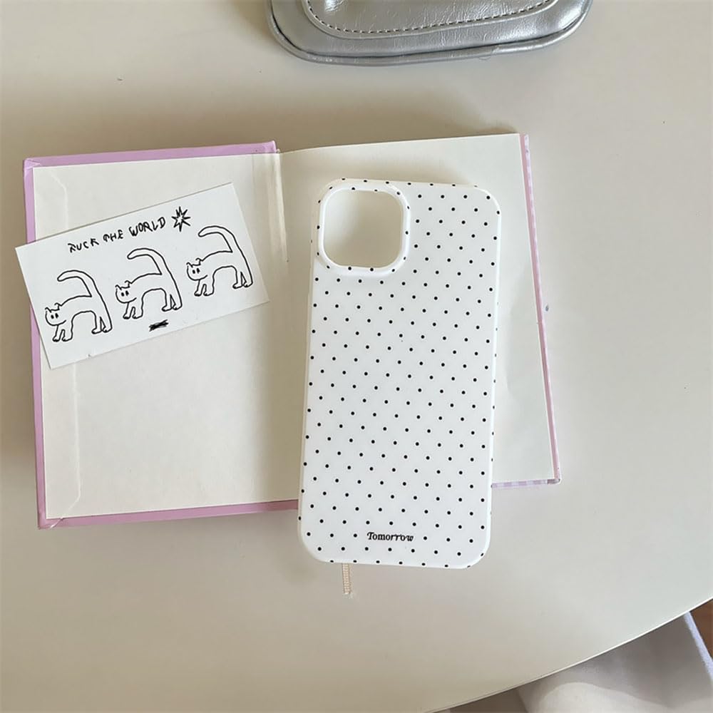 Compatible with iPhone 13/iPhone 14 Case with Cute Fashion Polka Dot Aesthetics Design Simple Case for Soft TPU Slim Protection Case for iPhone 13/14-White
