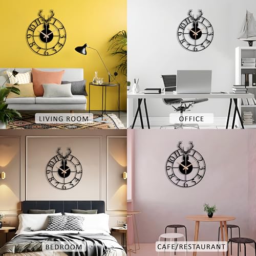 Image of Auromin Modern Wall Clock for Living Room Stylish Metal Wallclock for Bedroom & Hall, Kitchen, Office, Antique & Modern Big Size Clock | Premium Home Decor & Interior Watch
