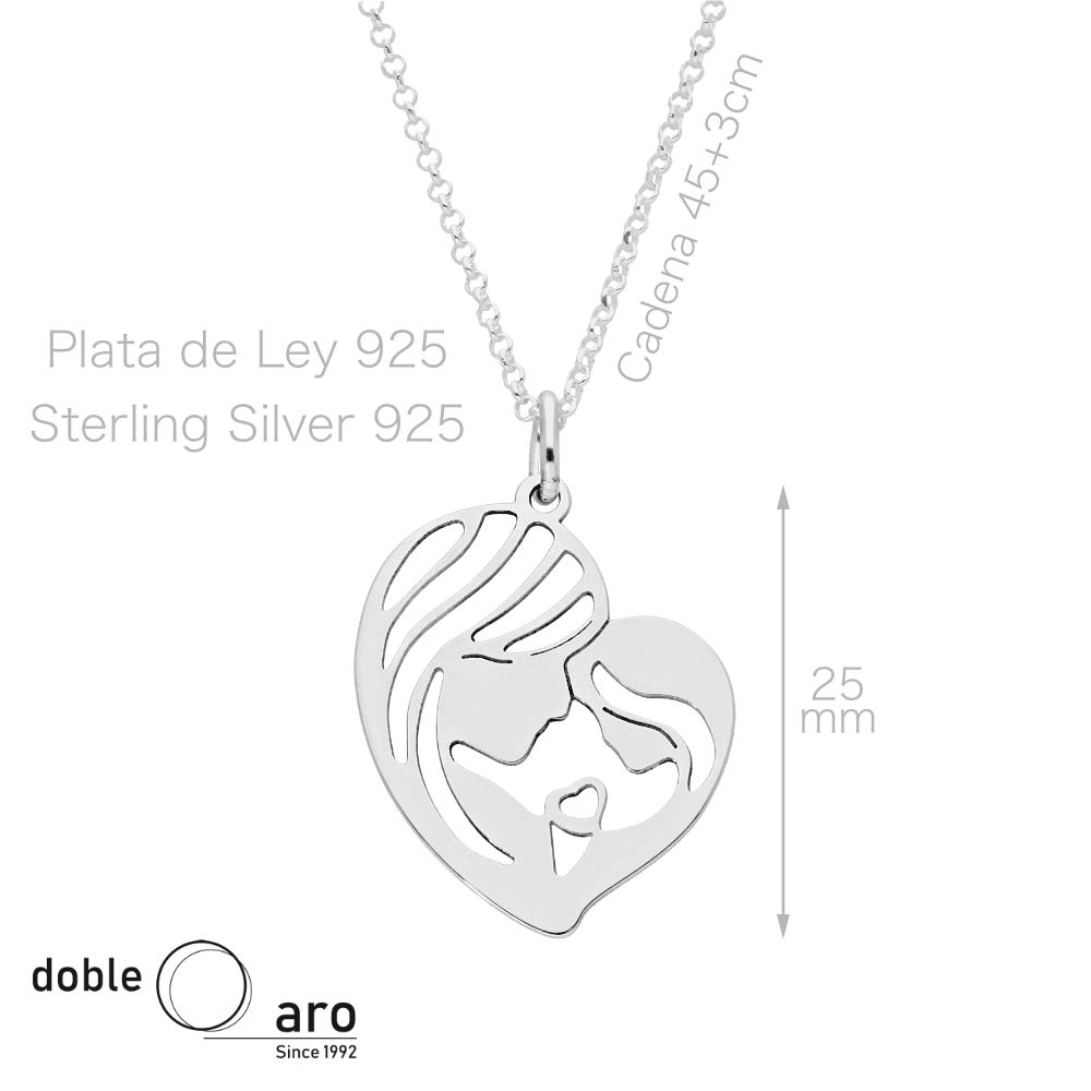 Collar Mamá en Plata de Ley 925 - Colgante para el día de la madre en forma de Corazón - Regalos para mamá