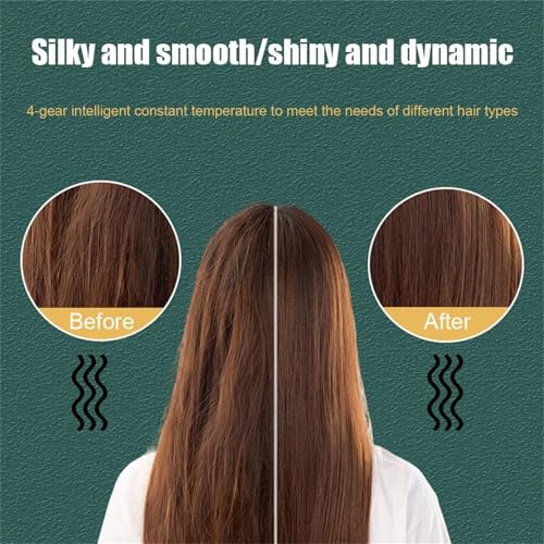 Plancha para el cabello y cepillo alisador 2 en 1 con tecnología cerámica, anti-quemaduras, con gancho para colgar y cable giratorio de 360° miniatura 2