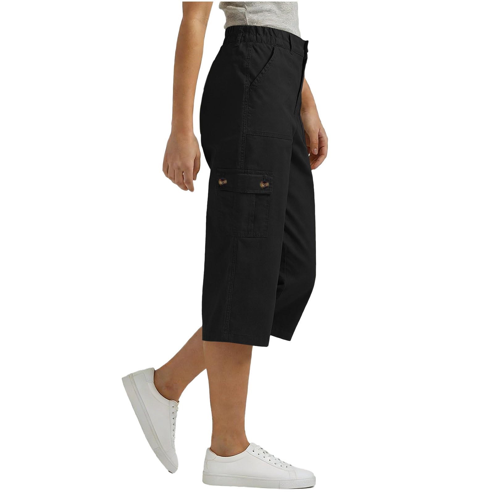 Pantalones Cargo Mujer Capri Pantalón 3/4 Largo Ligero Verano Outdoor Pantalones de Senderismo Transpirable con Bolsillo Cremallera Shorts Cargo de Verano Ligeros Deportes