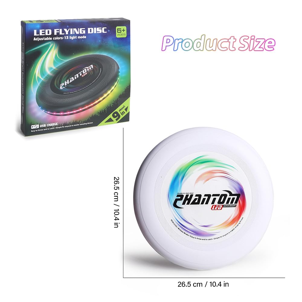Frisbee LED Lumineux - 23 Cm, 49 LEDs, 13 Modes - Disque Volant Pour Jeux De Nuit - Enfants Et Adultes - Multicolore - 2