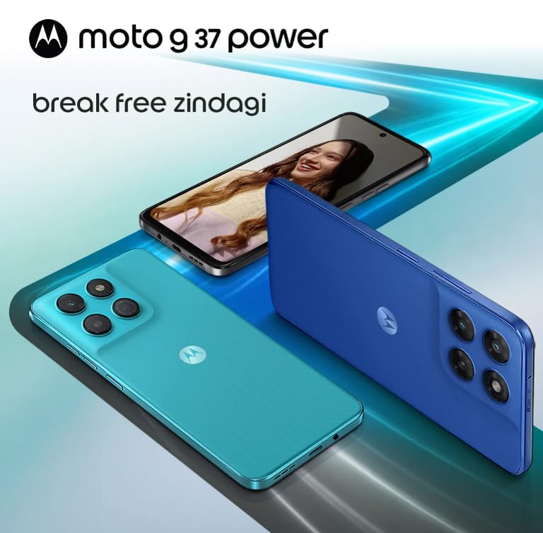 Image of Motorola Moto g37 Power 5G (Pantone Nautical Blue, 4GB RAM, 64GB Storage) | 6.67-inch HD+ 120Hz Display | Dimensity 6400 | 50MP Camera | 7000mAh Battery | 30W Charging
