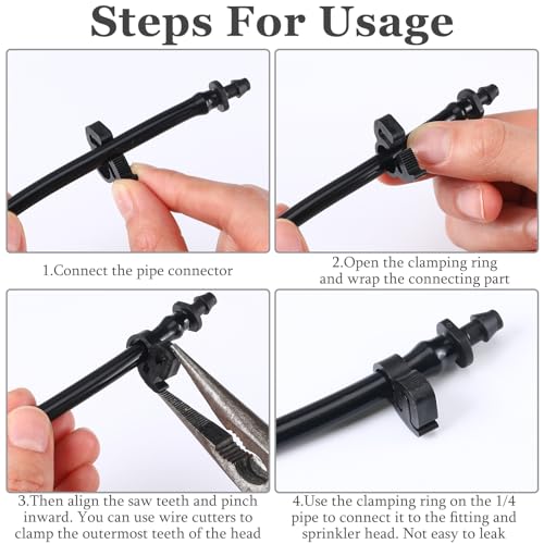 Daisyinner MAD-DAISYINNER-0085 25 Pcs 1/4 Inch Irrigation Hose Clamps Double Gripping Nylon Plastic Hose Clamps Leakproof Hose Pipe Clamp thumb #3