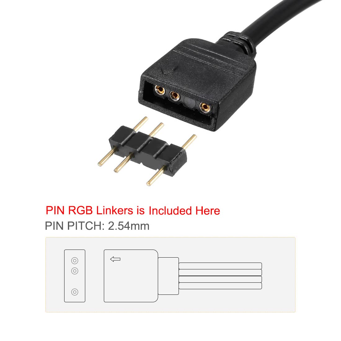 sourcing map RGB Diviseur Câble Femelle à Femelle 3 Broche Extension Connecteur 50cm