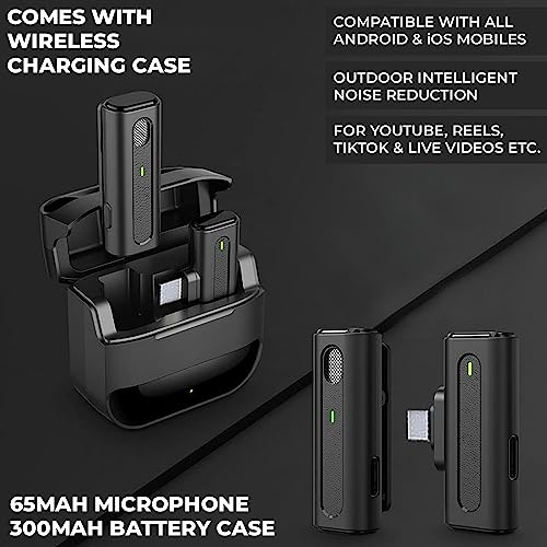 Image of MOOZMOB K91 Professional Grade Wireless Lavalier Mic with Charging Case and Noise Reduction Collar Microphone for Video Recording Vlogging ASMR Podcast Interviews YouTube (Black, Plastic Body)