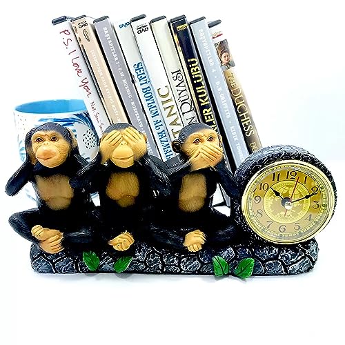 Image of AUGEN Polyresin Three Wise Monkeys Statue Showpiece for Home Decor Decoration and Gifting (6772A7, 23.5cm)