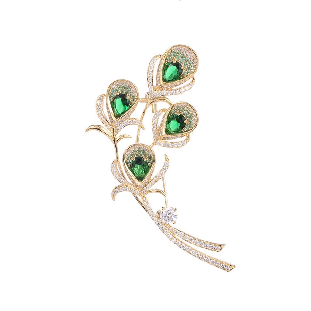 KKXXYQFC Rhinestone Calla Lily Broszka Retro Szmaragdowy Temperament Pin Akcesoria Błyszczą Diamentowe Odzież