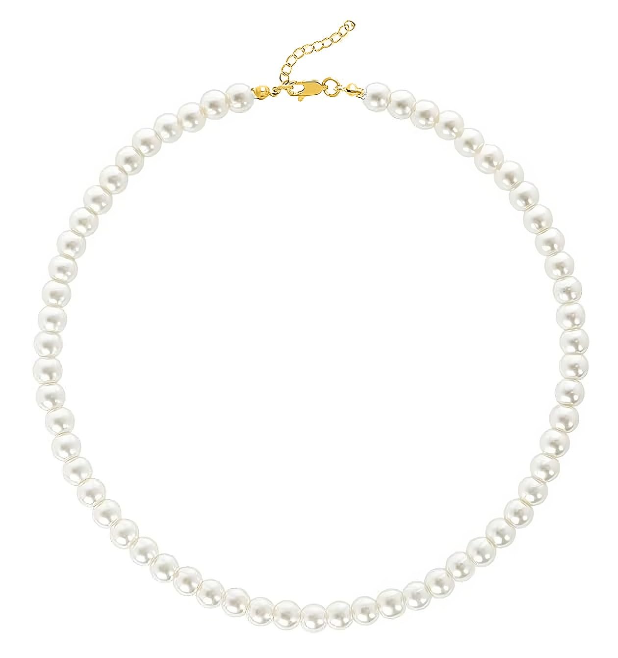 GIRISA Glass Pearl Necklace for Men 8mm Pearl Choker Necklace Trendy Jewelry Gift (B0CQMJRG3D) Amazon Price History, Amazon Price Tracker