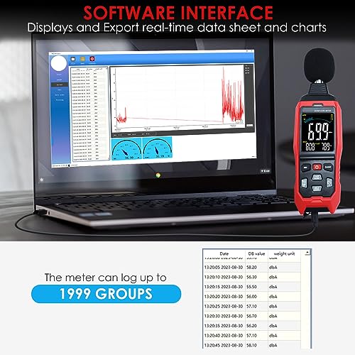 Decibel Meter Data Logger Large LCD Sound Level Meter