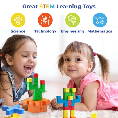 Image of Magnetic Blocks for Kids | 30 Pcs Magnetic Tiles & Building Cubes | Educational Toy for 2+ Year Old Boys | Fun Magnetic Games for Kids