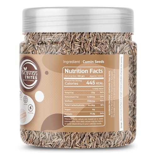 Image of Heaven Bites 100% Natural & Fresh Whole Cumin Seeds Jeera Whole 250 GM | Natural Spice No added Colours Sabut Jeera - Flavorful Spice for Cooking & Seasoning - Rich Aroma & Flavor