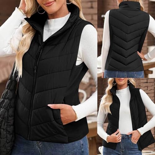 RJDJ Holdretain Puffer Vest Women Sleeveless Zip Up Outerwear, Cozy Lightweight Stand Collar Quilted Vest Jacket3