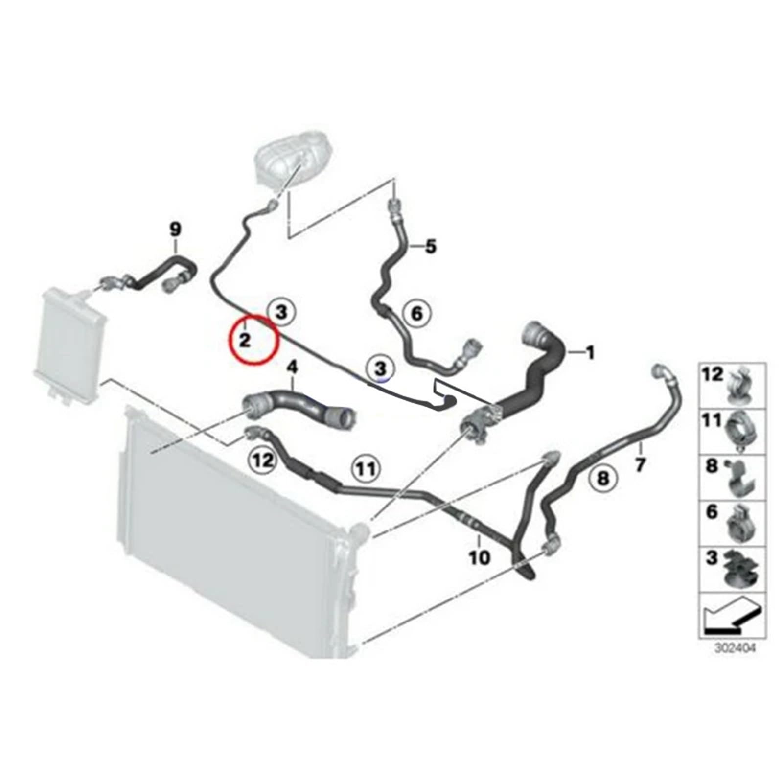 17128570061 Wąż Wodny-górny Chłodnicy Do Węża Odpowietrzającego Zbiornika Wyrównawczego Dla BMW F30 F32 F87 Radiator