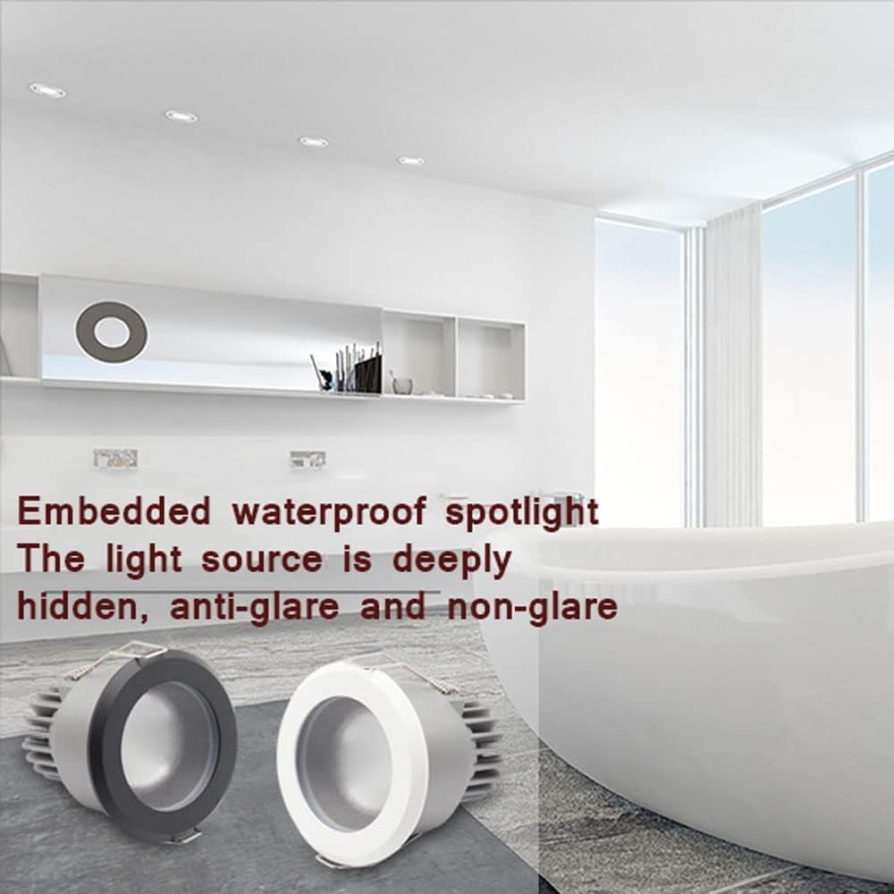 Downlights luz empotrada en el Techo Interior Luces de Techo empotrables LED Impermeables IP65 de 7 W, adecuadas for focos de baño y Cocina Focos empotrables LED (Color: 7 W, tamaño: 4000 K) (Color :